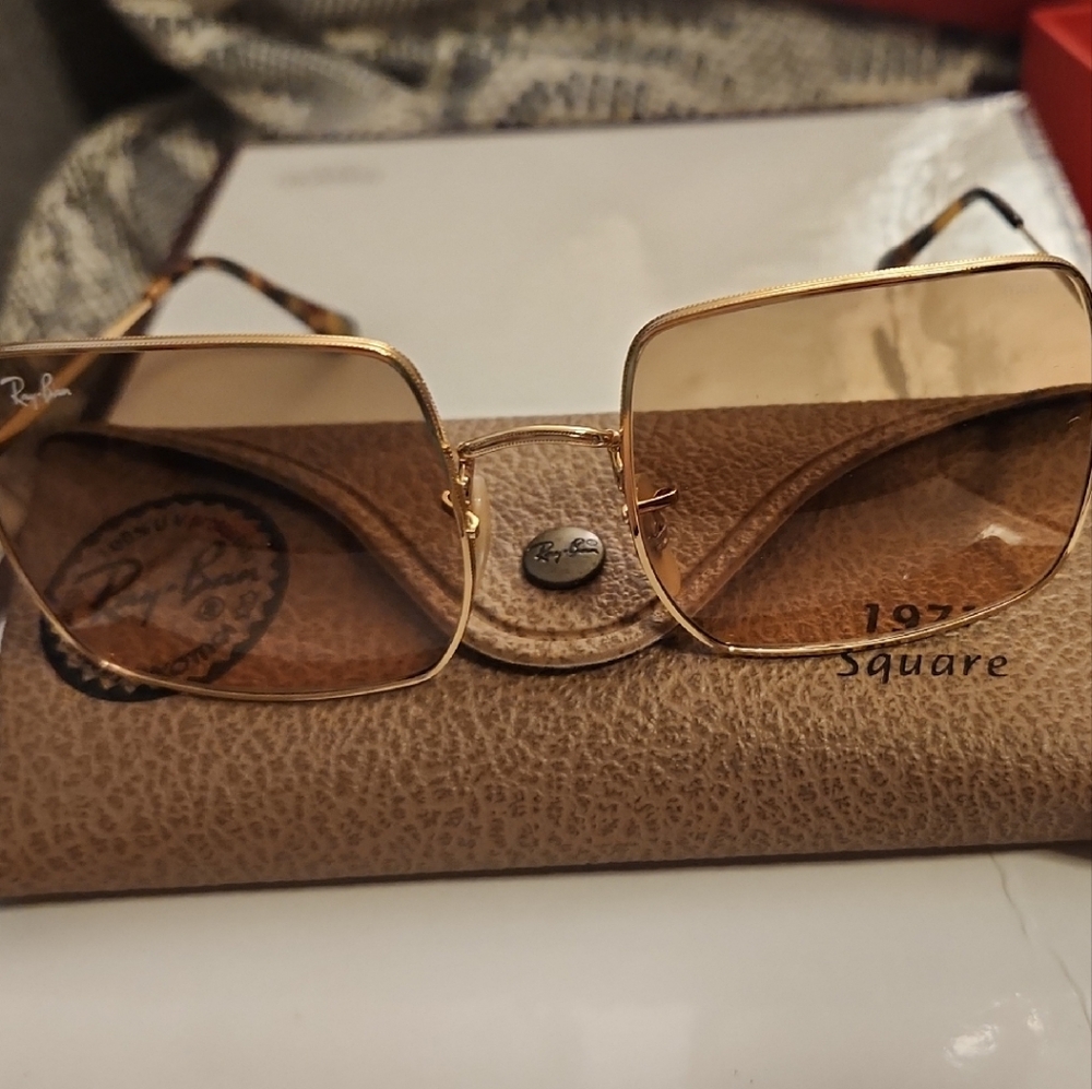 Ray-Ban Gold Frame Square Sunglasses